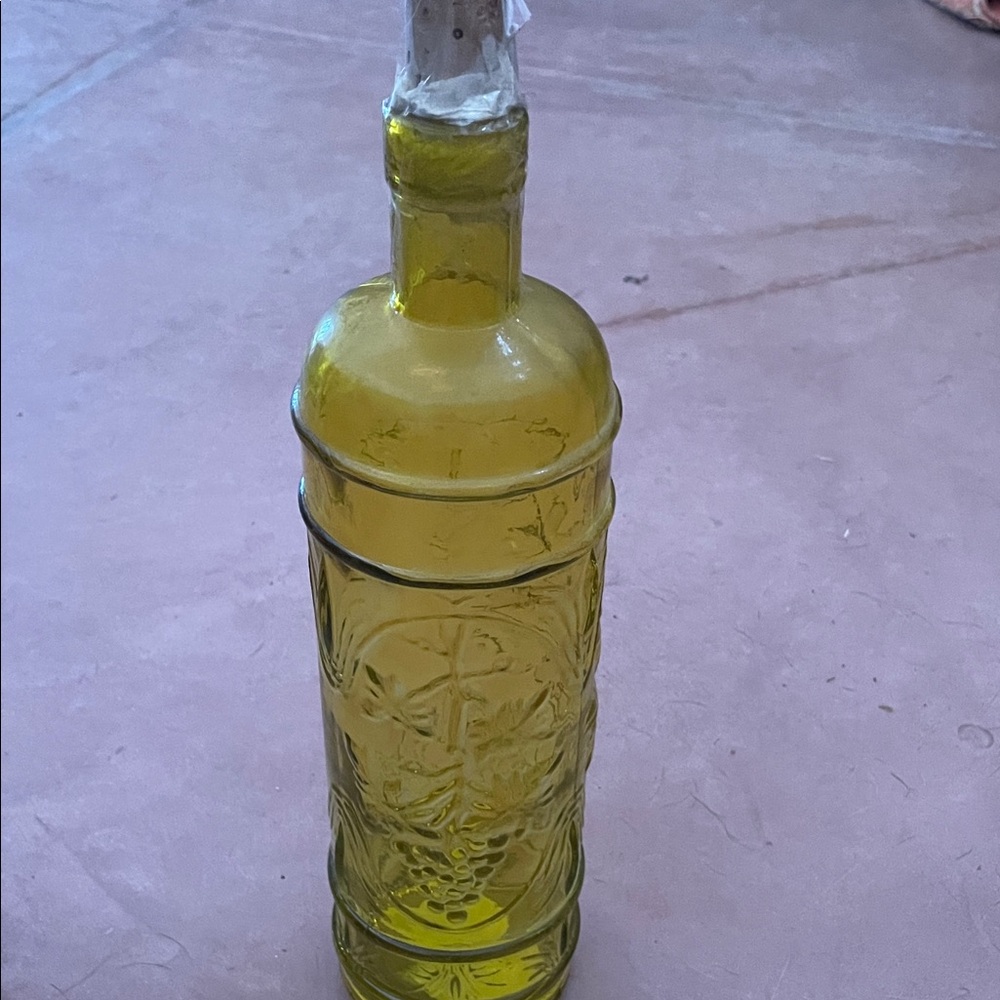Olive Green Decorative Glass Bottle
